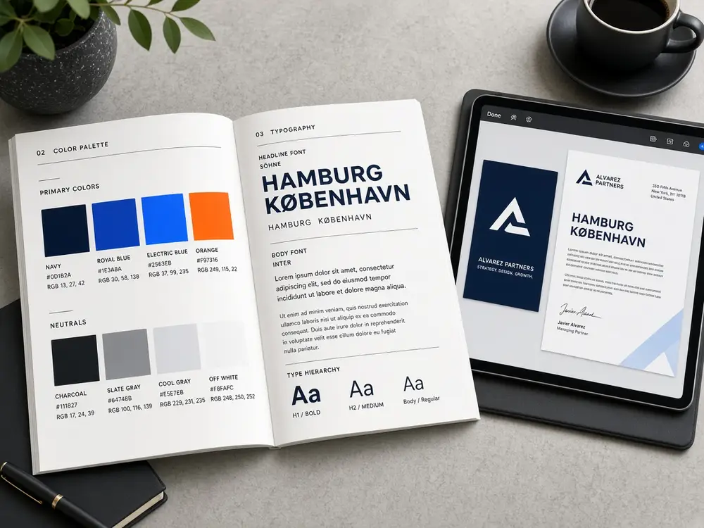Brand identity design system color typography Delhi Gnext Technologies