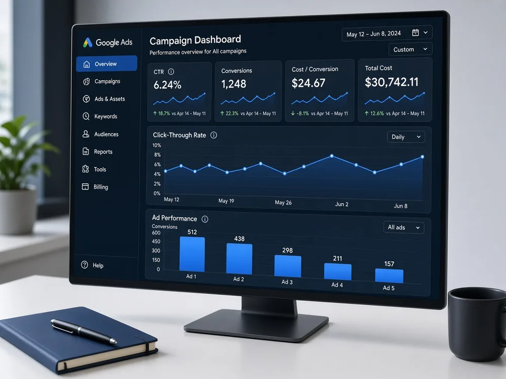 Google Ads PPC campaign management dashboard Delhi high-intent leads Gnext