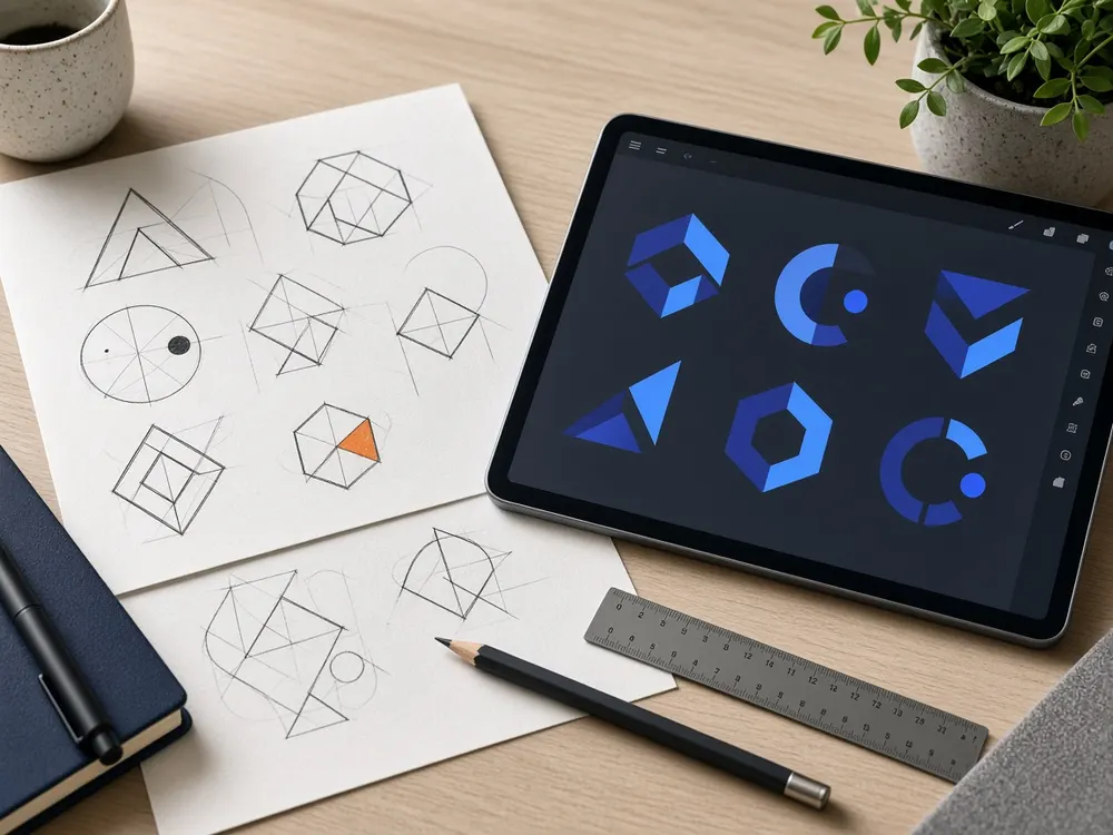 Logo design company vector mark sketches Delhi Gnext Technologies