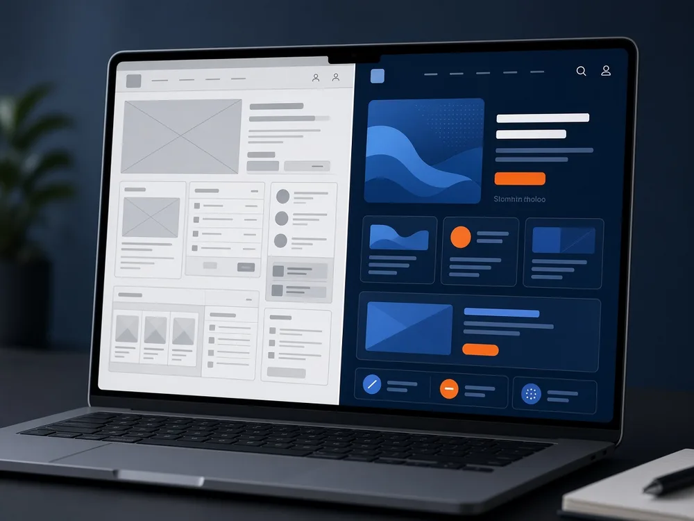 Website redesign before after modern UI SEO migration Delhi Gnext